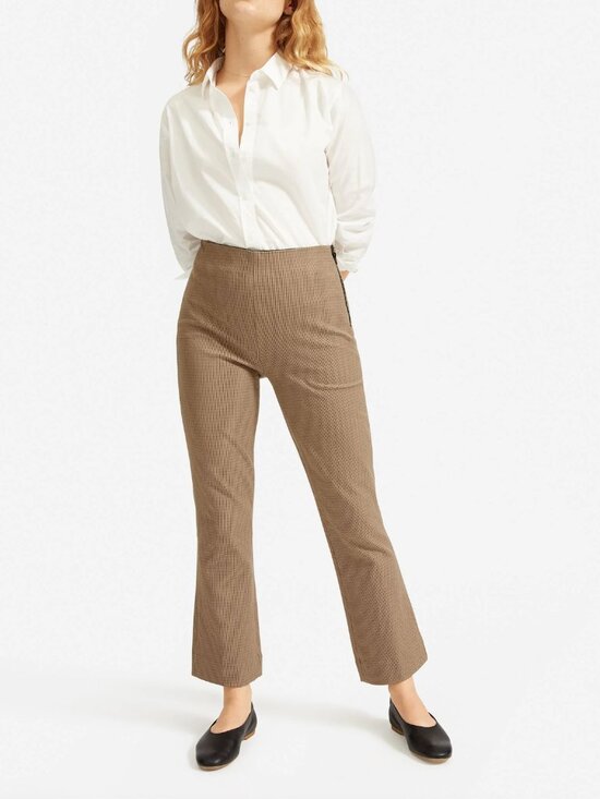 Everlane Pants - Everlane Kick Crop Work Pant Tan Houndstooth Sz 8